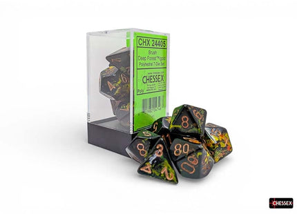 Gamers Guild AZ Chessex CHX24405 - Chessex Polyhedral Deep Forest With Bronze Brushed Dice Set of 7 (Pre-Order) Chessex