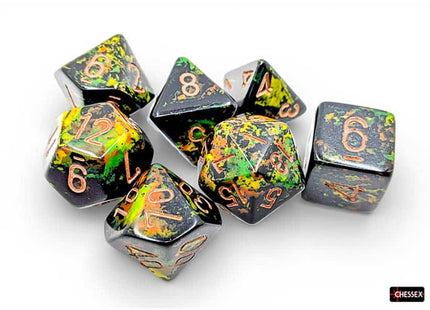 Gamers Guild AZ Chessex CHX24405 - Chessex Polyhedral Deep Forest With Bronze Brushed Dice Set of 7 (Pre-Order) Chessex