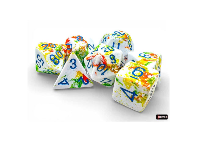 Gamers Guild AZ Chessex CHX24409 - Chessex Polyhedral Breezy With Blue Brushed Dice Set of 7 (Pre-Order) Chessex