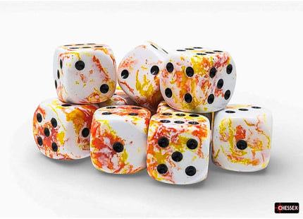 Gamers Guild AZ Chessex CHX24603 - Chessex 16mm D6 Sunrise With Black Brushed Dice Block (Pre-Order) Chessex