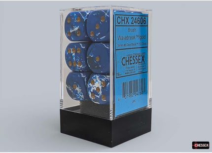 Gamers Guild AZ Chessex CHX24606 - Chessex 16mm D6 Wavebreak With Gold Brushed Dice Block (Pre-Order) Chessex