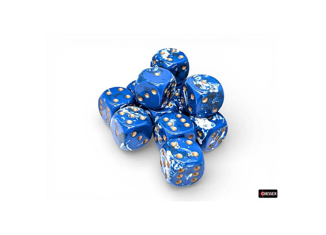 Gamers Guild AZ Chessex CHX24606 - Chessex 16mm D6 Wavebreak With Gold Brushed Dice Block (Pre-Order) Chessex