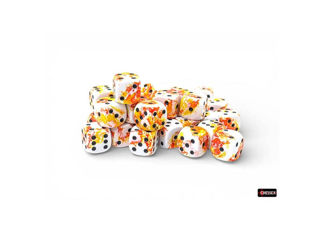 Gamers Guild AZ Chessex CHX24803 - Chessex 12mm D6 Sunrise With Black Brushed Dice Block (Pre-Order) Chessex