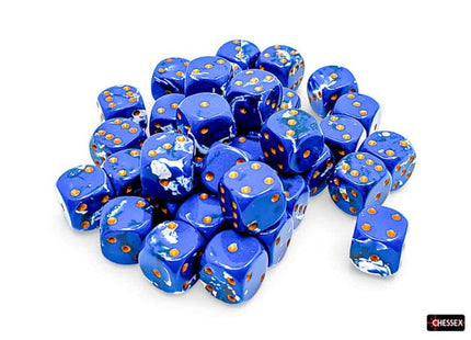 Gamers Guild AZ Chessex CHX24806 - Chessex 12mm D6 Wavebreak With Gold Brushed Dice Block (Pre-Order) Chessex