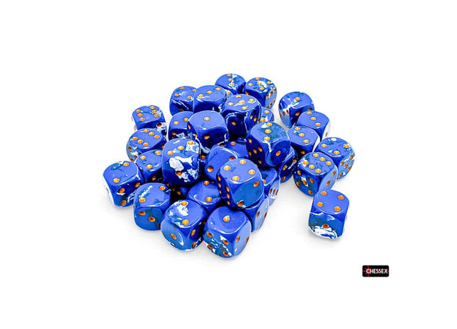 Gamers Guild AZ Chessex CHX24806 - Chessex 12mm D6 Wavebreak With Gold Brushed Dice Block (Pre-Order) Chessex