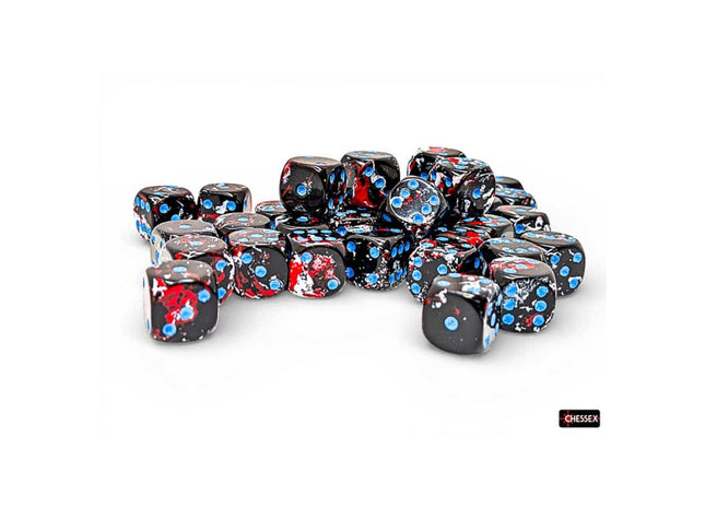 Gamers Guild AZ Chessex CHX24808 - Chessex 12mm D6 Dark Side With Blue Brushed Dice Block (Pre-Order) Chessex