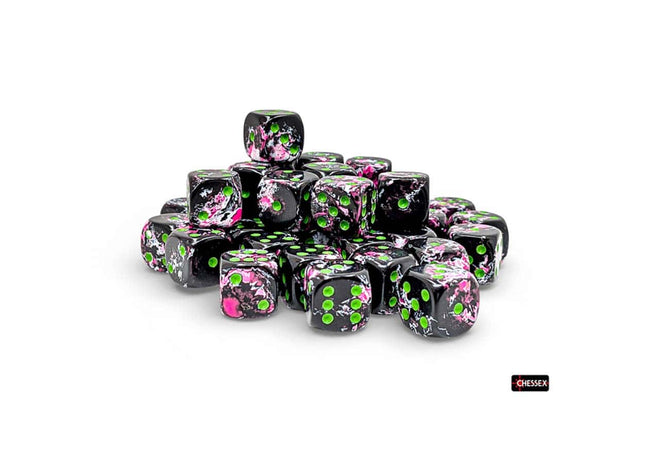 Gamers Guild AZ Chessex CHX24814 - Chessex 12mm D6 Paintball With Green Brushed Dice Block (Pre-Order) Chessex