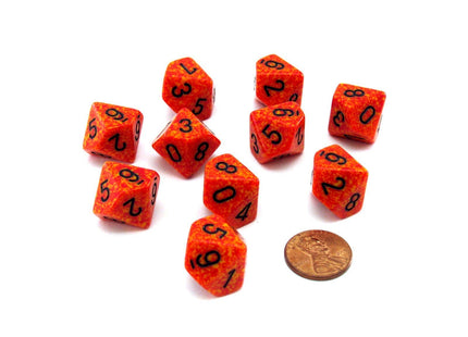 Gamers Guild AZ Chessex CHX25103 - Chessex Set of Ten d10 Speckled Fire Chessex