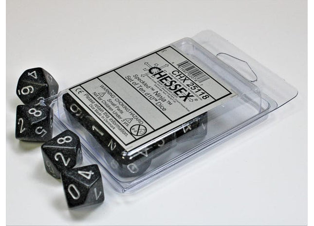 Gamers Guild AZ Chessex CHX25118 - Chessex Set of Ten D10 Speckled Ninja Chessex