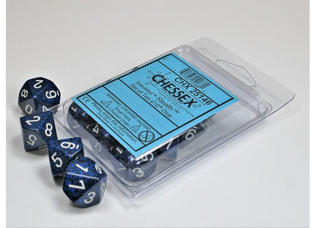 Gamers Guild AZ Chessex CHX25146 - Chessex Set of Ten D10 Speckled Stealth Chessex