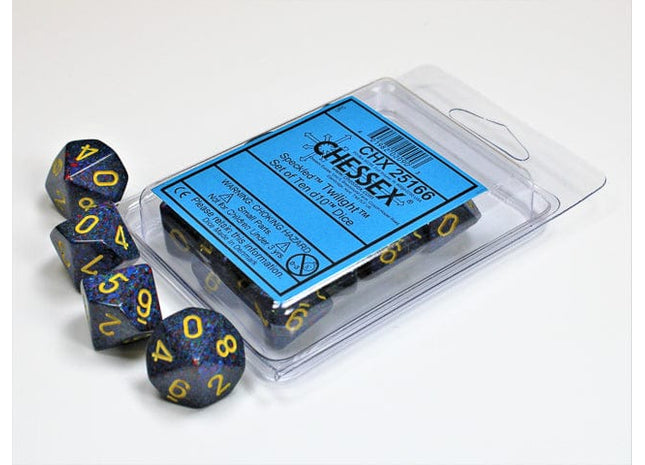 Gamers Guild AZ Chessex CHX25166 - Chessex Set of Ten D10 Speckled Twilight Chessex