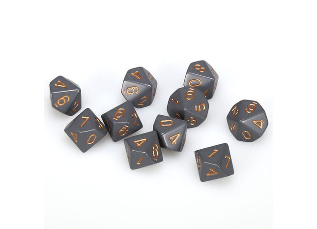 Gamers Guild AZ Chessex CHX25220 - Chessex D10 Opaque Dark Grey/Copper of 10 ACD Distribution