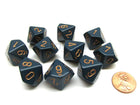 Gamers Guild AZ Chessex CHX25226 - Chessex Set of Ten D10 Opaque Dusty Blue / Copper Chessex