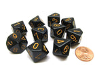 Gamers Guild AZ Chessex CHX25228 - Chessex Set of Ten d10 Opaque Black / Gold Chessex