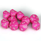 Gamers Guild AZ Chessex CHX25244: Chessex D10 Opaque Pink/White Set of Ten ACD Distribution