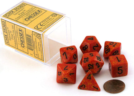 Gamers Guild AZ Chessex CHX25303 - Chessex 7 Die Set Fire Speckled Chessex