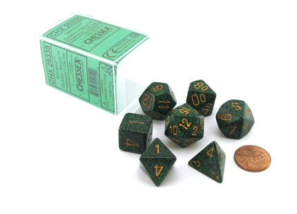 Gamers Guild AZ Chessex CHX25335 - Chessex 7 Die Set Golden Recon Speckled Chessex