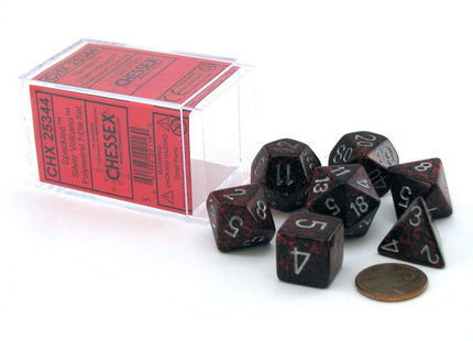 Gamers Guild AZ Chessex CHX25344 - Chessex 7 Die Set Silver Volcano Speckled Chessex