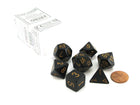 Gamers Guild AZ Chessex CHX25428 - Chessex 7 Die Set Opaque Black/Gold Chessex