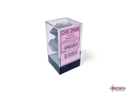 Gamers Guild AZ Chessex CHX25448: Chessex Opaque Polyhedral Black/Pink 7-Dice Set ACD Distribution