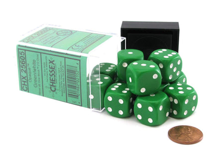 Gamers Guild AZ Chessex CHX25605 - Chessex 16mm Green/White Opaque Chessex