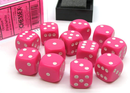 Gamers Guild AZ Chessex CHX25644 - Chessex 16mm Opaque Pink/White Chessex