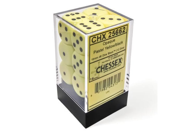 Gamers Guild AZ Chessex CHX25662: Chessex D6 Opaque Pastel Yellow/Black Dice Block ACD Distribution