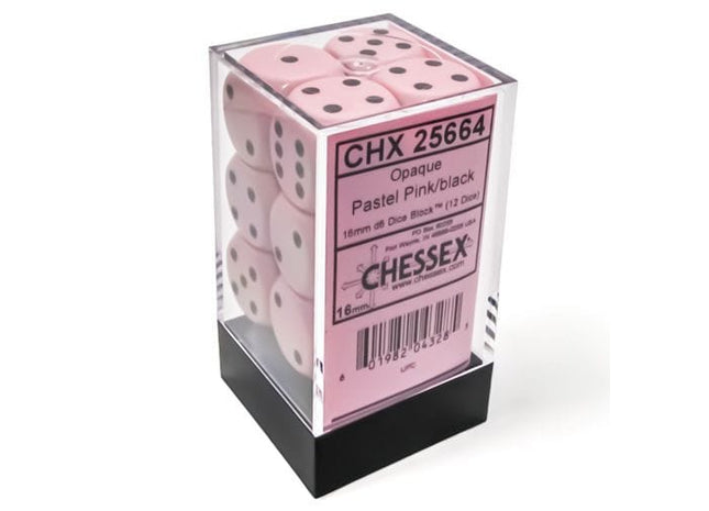 Gamers Guild AZ Chessex CHX25664: Chessex D6 Opaque Pastel Pink/Black Dice Block ACD Distribution