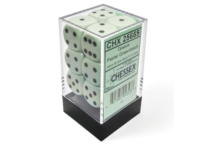 Gamers Guild AZ Chessex CHX25665: Chessex D6 Opaque Pastel Green/Black Dice Block ACD Distribution