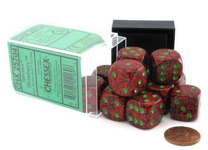 Gamers Guild AZ Chessex CHX25704 - Chessex 16mm Strawberry Speckled Chessex