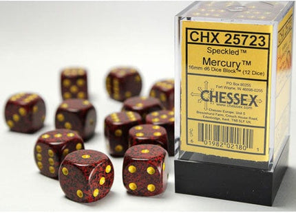 Gamers Guild AZ Chessex CHX25723 - Chessex 16mm Set of 12 D6 Speckled Mercury Chessex