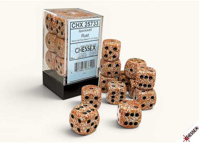 Gamers Guild AZ Chessex CHX25733 - Chessex Speckled Rust D6 - 12ct Dice Block (Pre-Order) AGD