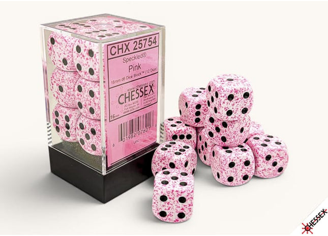 Gamers Guild AZ Chessex CHX25754 - Chessex Speckled Pink D6 - 12ct Dice Block (Pre-Order) AGD