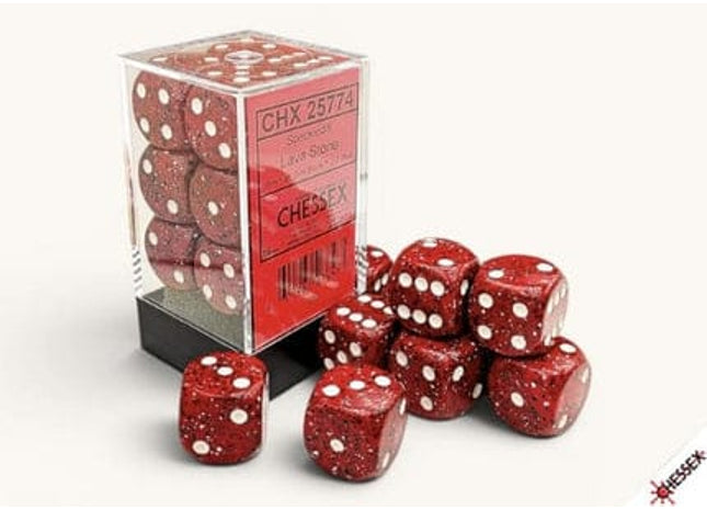 Gamers Guild AZ Chessex CHX25774 - Chessex Speckled Lava Stone D6 - 12ct Dice Block (Pre-Order) AGD