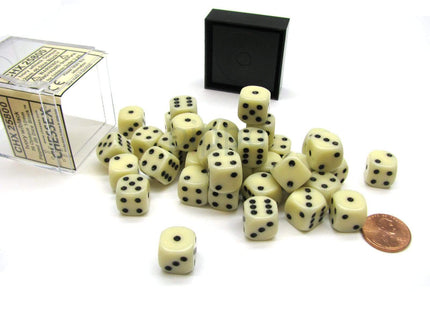 Gamers Guild AZ Chessex CHX25800 - Chessex  12mm Ivory/Black Opaque Chessex