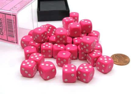 Gamers Guild AZ Chessex CHX25844 - Chessex 12mm Opaque Pink/White Chessex