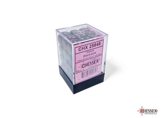 Gamers Guild AZ Chessex CHX25848: Chessex D6 Opaque Black/Pink Dice Block ACD Distribution