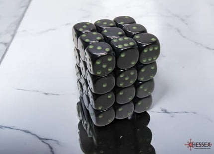 Gamers Guild AZ Chessex CHX25858: Chessex D6 Opaque Black/Green Dice Block ACD Distribution