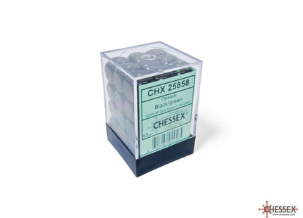 Gamers Guild AZ Chessex CHX25858: Chessex D6 Opaque Black/Green Dice Block ACD Distribution