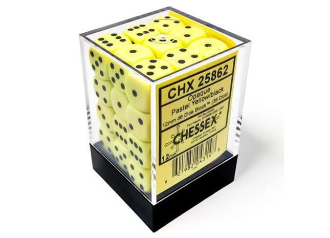 Gamers Guild AZ Chessex CHX25862: Chessex D6 Opaque Pastel Yellow/Black Dice Block ACD Distribution