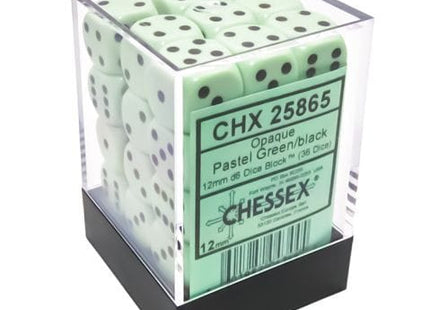 Gamers Guild AZ Chessex CHX25865: Chessex D6 Opaque Pastel Green/Black Dice Block ACD Distribution