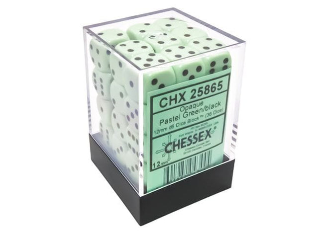Gamers Guild AZ Chessex CHX25865: Chessex D6 Opaque Pastel Green/Black Dice Block ACD Distribution