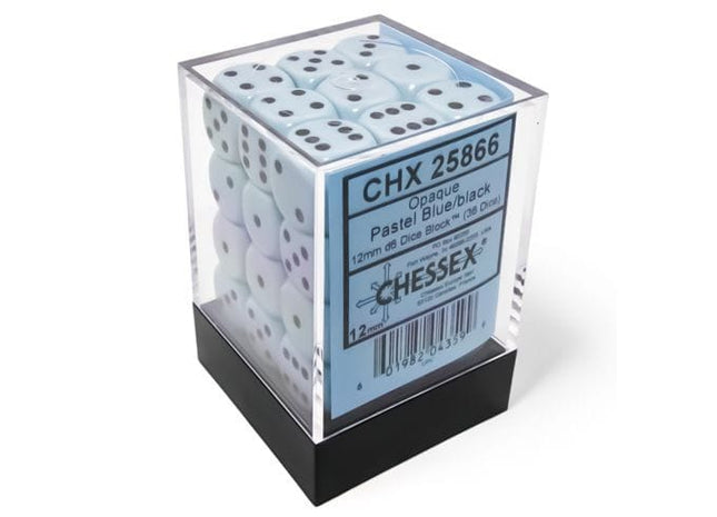 Gamers Guild AZ Chessex CHX25866: Chessex D6 Opaque Pastel Blue/Black Dice Block ACD Distribution