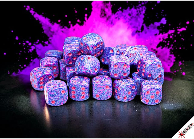 Gamers Guild AZ Chessex CHX25967 - Chessex Speckled Purple Passion D6 - 36ct Dice Block (Pre-Order) AGD