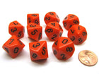 Gamers Guild AZ Chessex CHX26203 - Chessex Set of Ten d10 Opaque Orange / Black Chessex