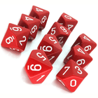 Gamers Guild AZ Chessex CHX26204 - Chessex Set of Ten d10 Opaque Red/White Chessex