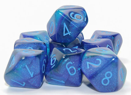 Gamers Guild AZ Chessex CHX26263 - Chessex Set of Ten D10 Gemini Luminary Blue / Light Blue Chessex