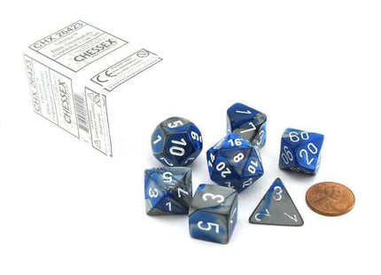 Gamers Guild AZ Chessex CHX26423 - Chessex 7 Die Set Blue/Steel Gemini Chessex