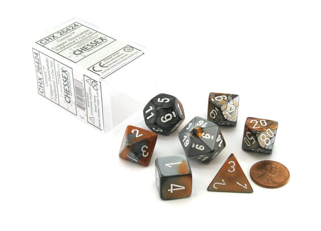 Gamers Guild AZ Chessex CHX26424 - Chessex  7 Die Set Copper/Steel Gemini Chessex