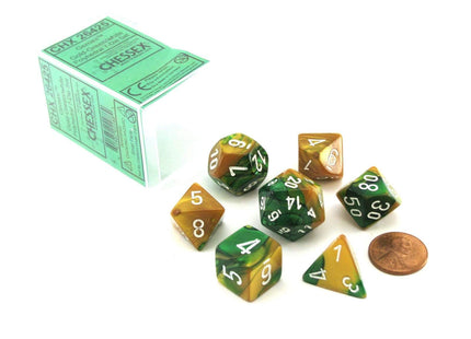 Gamers Guild AZ Chessex CHX26425 CHESSEX GOLD / GREEN 7 DIE GEMINI Chessex